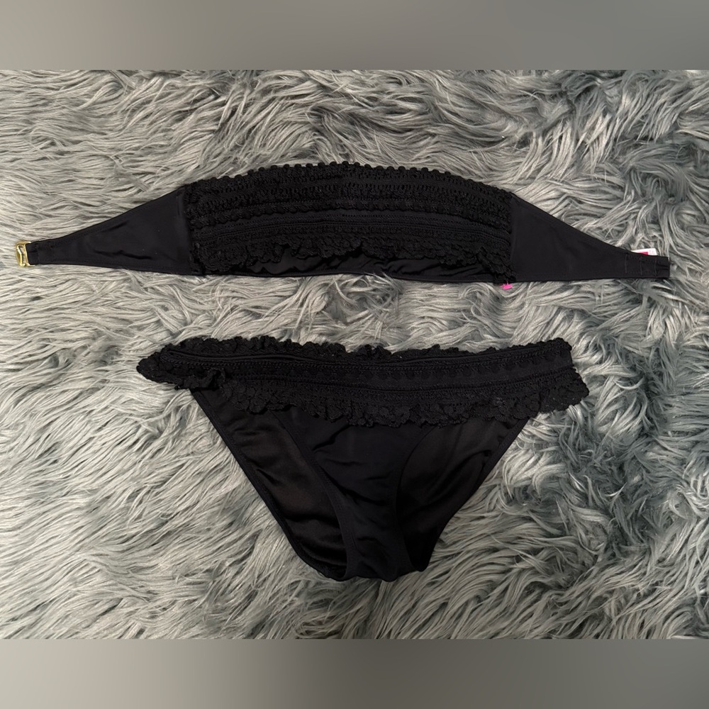 Victoria’s Secret Fringe Swimsuit - Size XS Top/S Bottoms | Color: Black